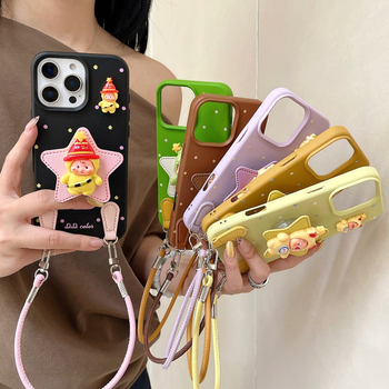 Husă pentru iPhone 17 Pro Max cu textură de piele, model cu buline și stele, protecție anti-cadere