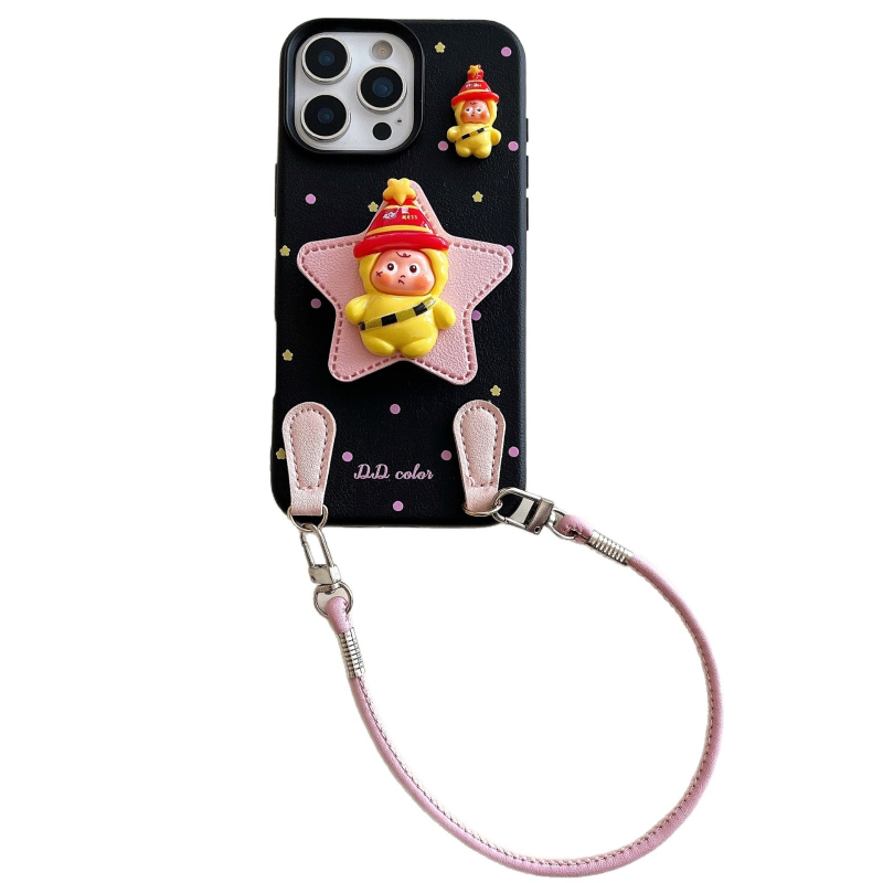Husă pentru iPhone 17 Pro Max cu textură de piele, model cu buline și stele, protecție anti-cadere