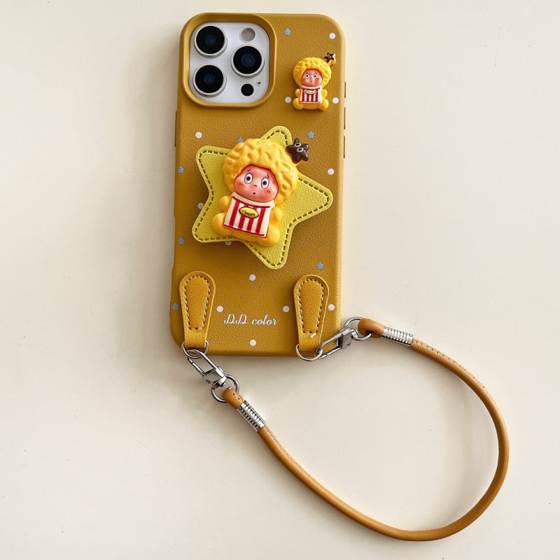 Husă pentru iPhone 17 Pro Max cu textură de piele, model cu buline și stele, protecție anti-cadere