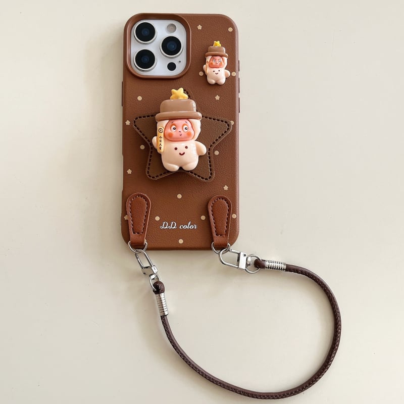 Husă pentru iPhone 17 Pro Max cu textură de piele, model cu buline și stele, protecție anti-cadere