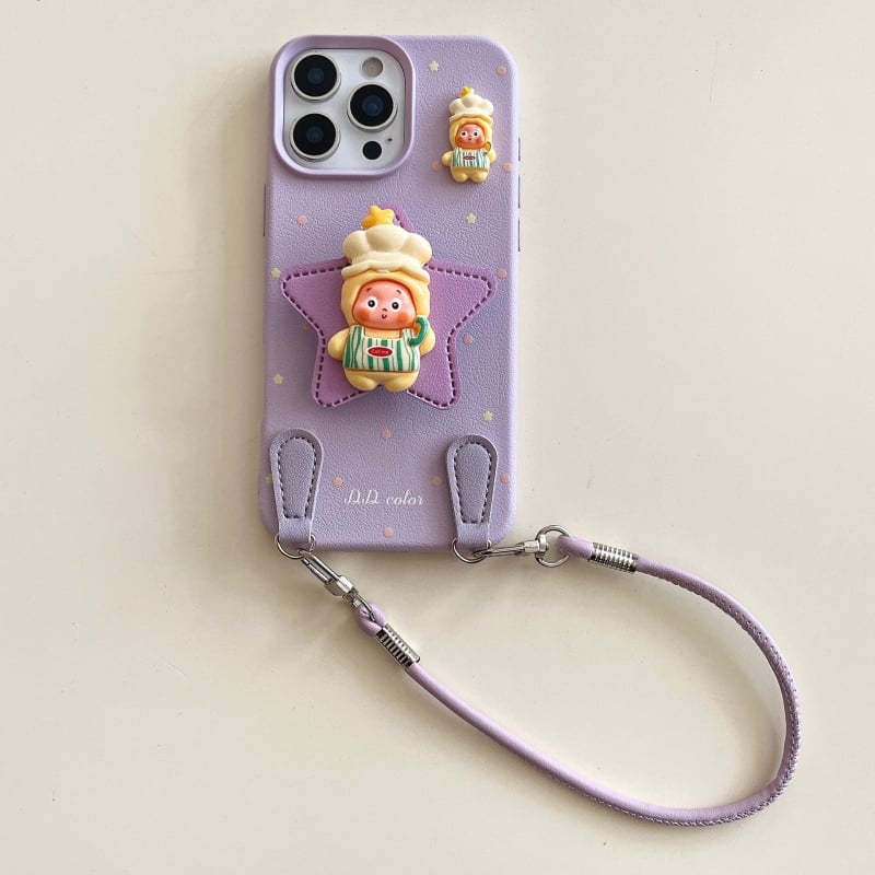 Husă pentru iPhone 17 Pro Max cu textură de piele, model cu buline și stele, protecție anti-cadere