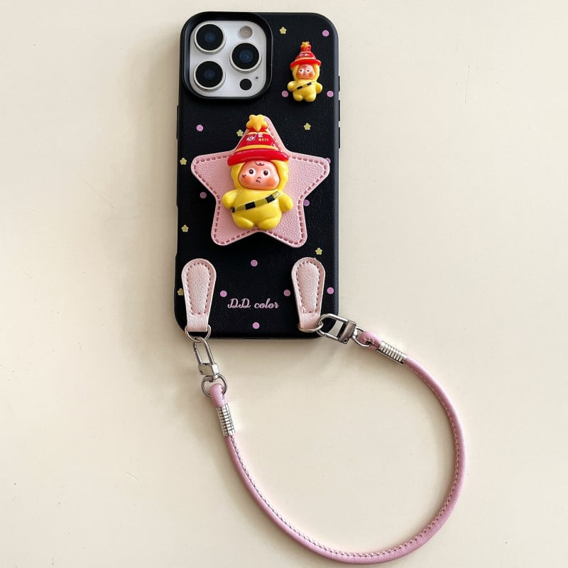 Husă pentru iPhone 17 Pro Max cu textură de piele, model cu buline și stele, protecție anti-cadere