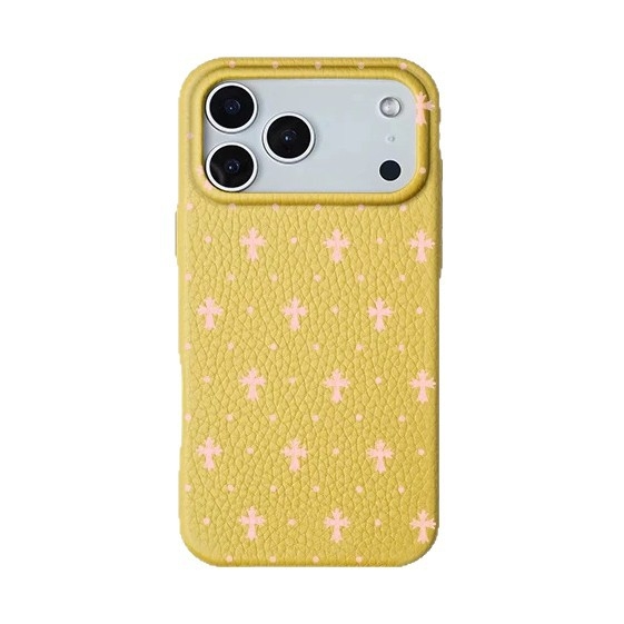 Husă iPhone în stil Ins, design simplu cu buline și cruce – textură de piele, finisaj vopsit, material flexibil din cauciuc, pentru iPhone 11–14 (incluzând Pro)