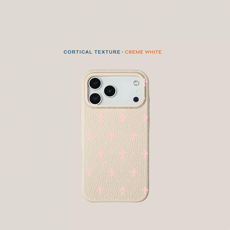 Husă iPhone în stil Ins, design simplu cu buline și cruce – textură de piele, finisaj vopsit, material flexibil din cauciuc, pentru iPhone 11–14 (incluzând Pro)