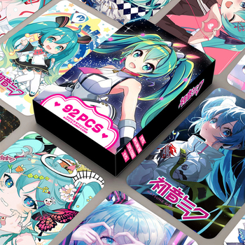 Set de 92 foto-cărți de înaltă definiție cu Hatsune Miku, carduri LOMO bidirecționale, anime colecționabile, autocolante și semne de carte