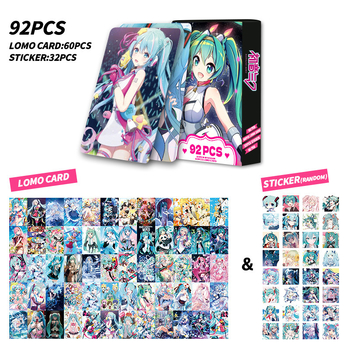 Set de 92 foto-cărți de înaltă definiție cu Hatsune Miku, carduri LOMO bidirecționale, anime colecționabile, autocolante și semne de carte