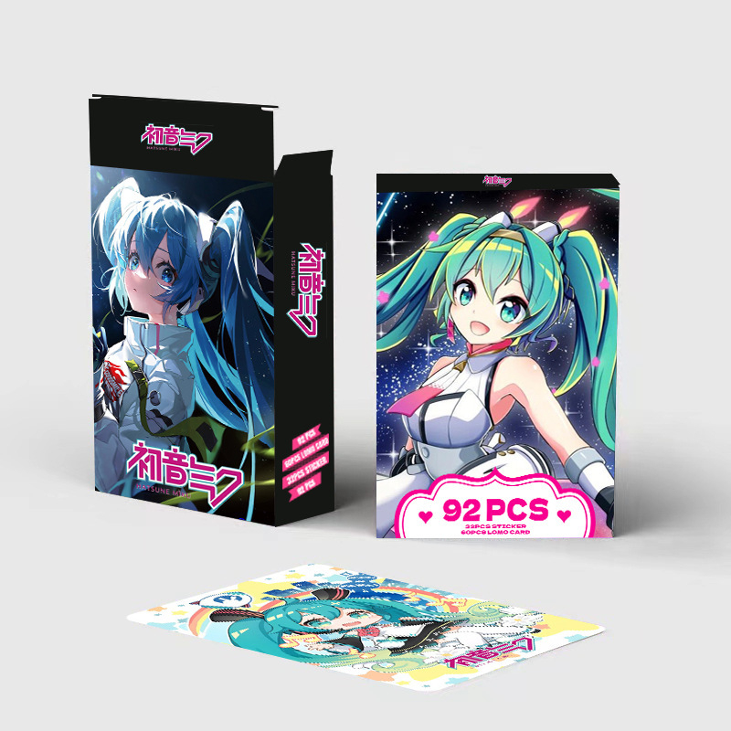 Set de 92 foto-cărți de înaltă definiție cu Hatsune Miku, carduri LOMO bidirecționale, anime colecționabile, autocolante și semne de carte