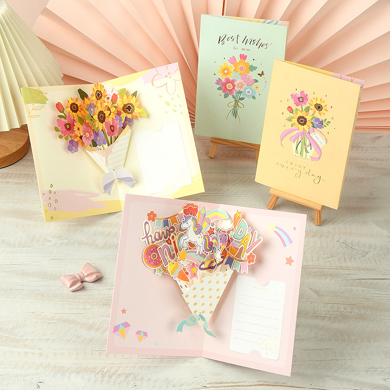 Card de felicitare 3D creativ pentru ziua de naștere, cu binecuvântări, recunoștință și mesaje pentru sărbători – card de mesaje multifuncțional
