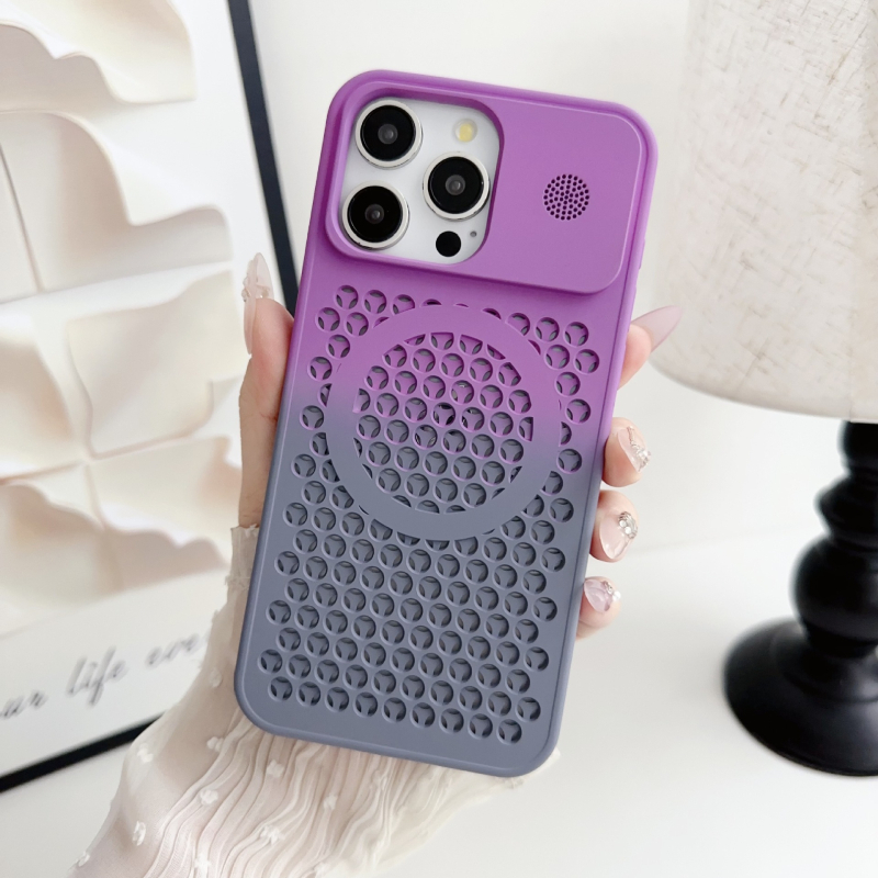 Kućište za iPhone 16 Pro Max s hlađenjem i aromaterapijom, magnetsko pričvršćivanje, gradientni dizajn s otvorima u obliku saća, otporno na pad.