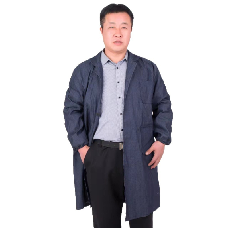 Ενισχυμένο denim εργασιακό ρόμπα για ενήλικες – μπλε, βιομηχανικό ένδυμα εργασίας με προστασία