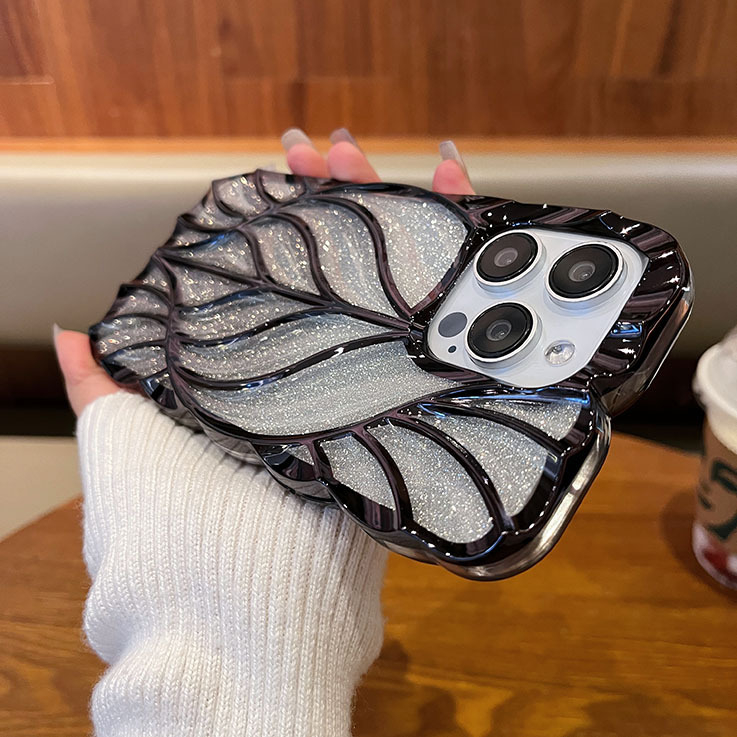 Gradijentni sjajni uzorak lišća, elektroplatirana futrola za telefon za iPhone 16 i iPhone 17 Pro Max, 3D dojam vrhunske kvalitete