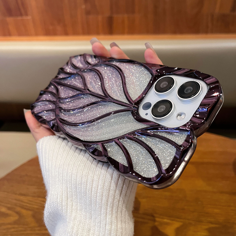 Gradijentni sjajni uzorak lišća, elektroplatirana futrola za telefon za iPhone 16 i iPhone 17 Pro Max, 3D dojam vrhunske kvalitete