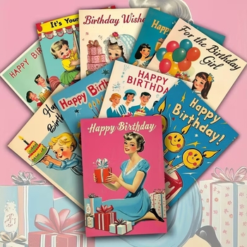 20 de felicitări poștale de ziua de naștere – Ediție în engleză, felicitări, postere decorative pentru perete și autocolante decorative