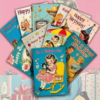 20 de felicitări poștale de ziua de naștere – Ediție în engleză, felicitări, postere decorative pentru perete și autocolante decorative