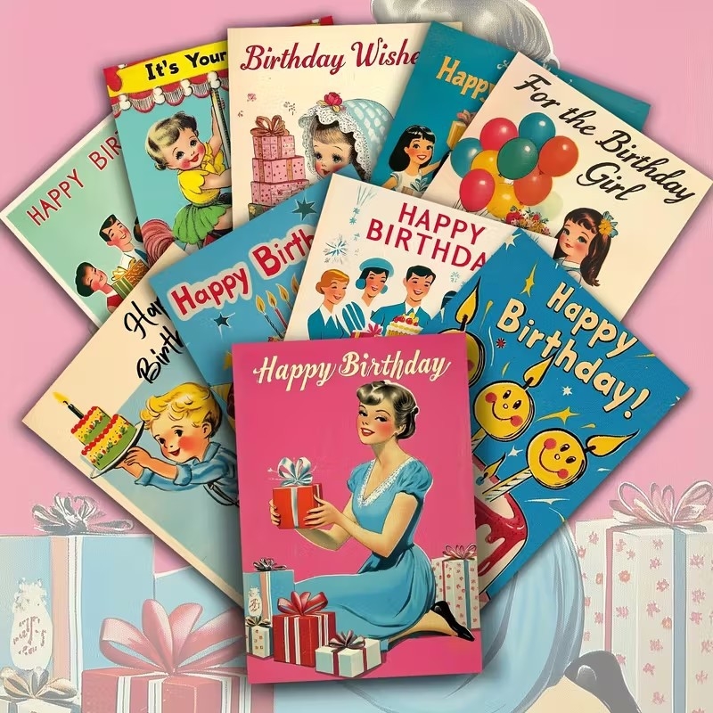 20 de felicitări poștale de ziua de naștere – Ediție în engleză, felicitări, postere decorative pentru perete și autocolante decorative