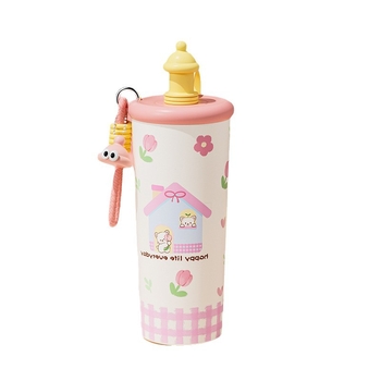 Cană termoizolantă Cartoon, 700 ml, din oțel inoxidabil 316, portabilă, cu șnur de purtare