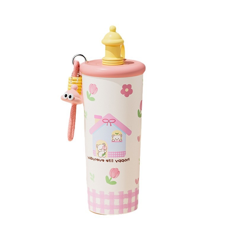 Cană termoizolantă Cartoon, 700 ml, din oțel inoxidabil 316, portabilă, cu șnur de purtare