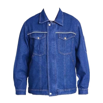 Tavasz–ősz denim munkaruha védőfunkcióval, gyári műhelyhez