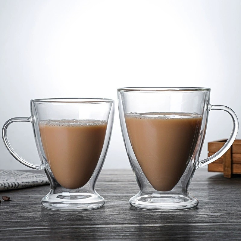 Pahar din sticlă cu pereți dubli, izolat, transparent, pentru uz casnic, rezistent la căldură, pentru lapte, cafea și băuturi, cu pai, stil nordic, portabil
