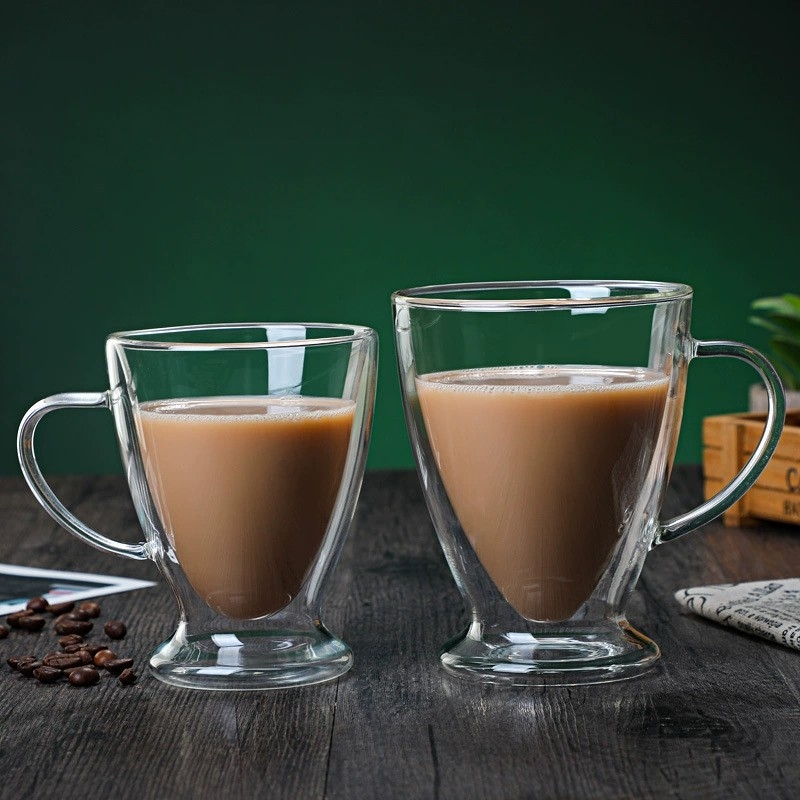 Pahar din sticlă cu pereți dubli, izolat, transparent, pentru uz casnic, rezistent la căldură, pentru lapte, cafea și băuturi, cu pai, stil nordic, portabil