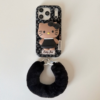 Husă iPhone cu design floral minimalist și suport KT pentru iPhone 15/14/16 Pro Max