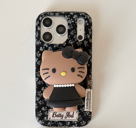 Husă iPhone cu design floral minimalist și suport KT pentru iPhone 15/14/16 Pro Max