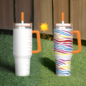 Pahar 40oz care își schimbă culoarea sub UV – din oțel inox 304, izolat pentru mașină și exterior
