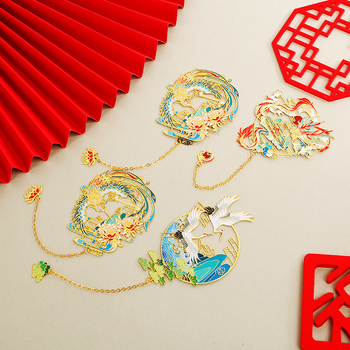 Semne de carte în stil chinezesc, personalizate în serii mici, din alamă cu design decupat și ciucuri, cadouri culturale și creative