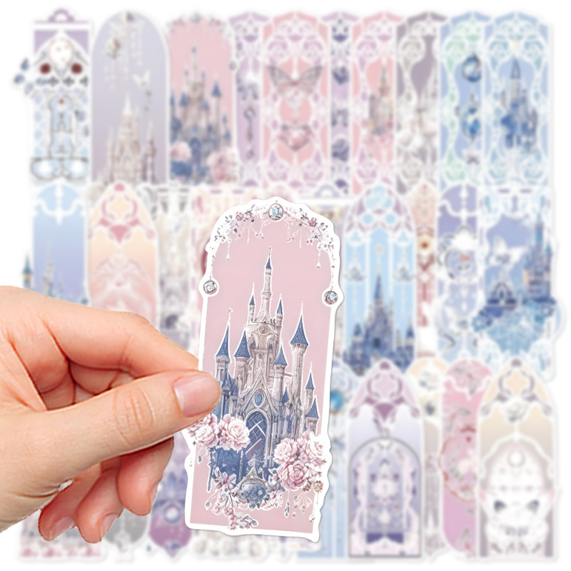 30 semne de carte cu castele, în stil Instagram, design fresh și feminin pentru elevi, decorațiuni pentru lectură, clips DIY pentru carte