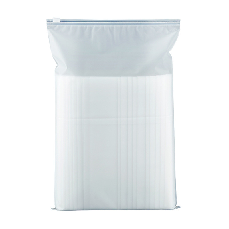 Pungi PE cu fermoar pentru haine, transparente, cu două fețe, grosime 0,11 mm, 50 de bucăți