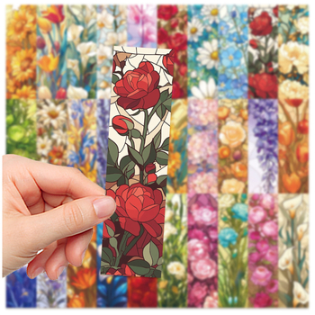 30 semne de carte din vitralii florale – serie vintage cu flori