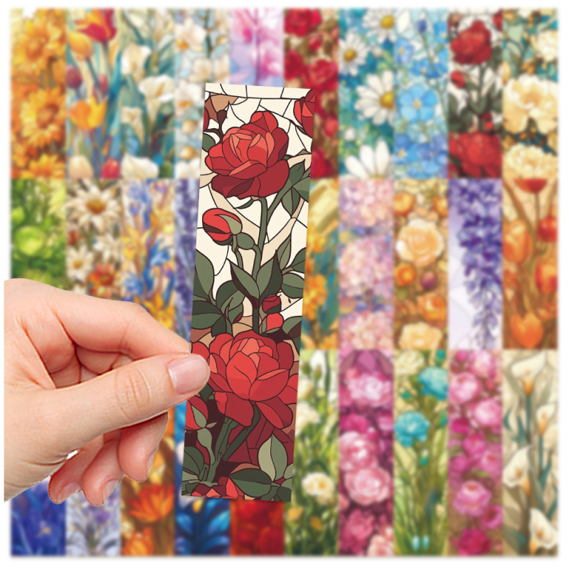 30 semne de carte din vitralii florale – serie vintage cu flori
