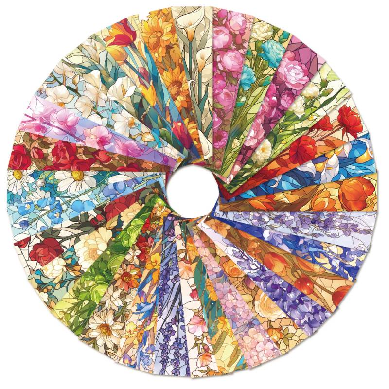 30 semne de carte din vitralii florale – serie vintage cu flori