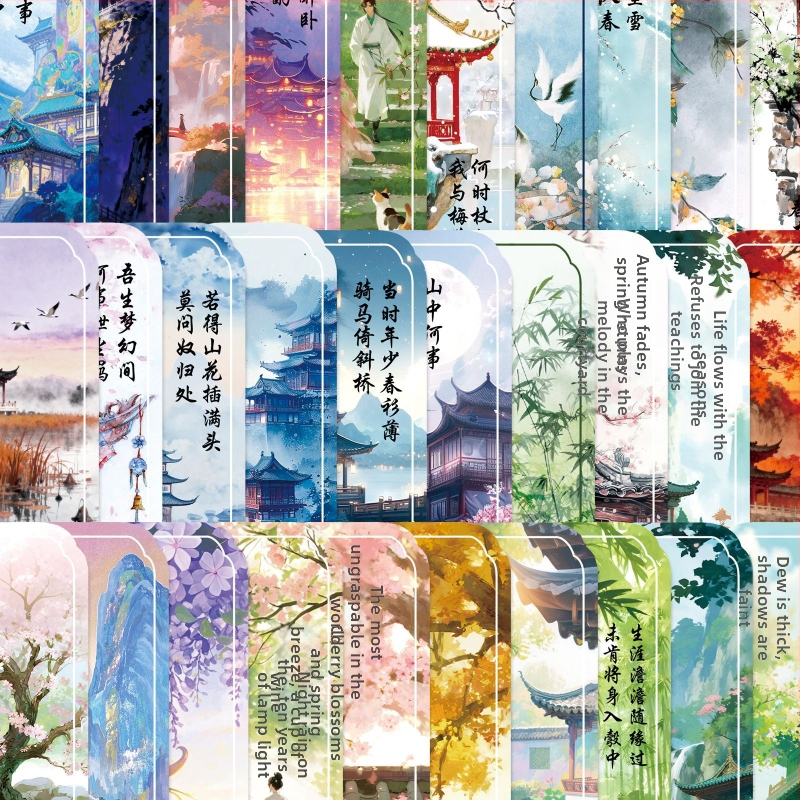 30 semne de carte în stil antic, papetărie pentru învățarea literaturii în stil chinezesc, carduri de marcaj, clipsuri de lectură, semne de hârtie