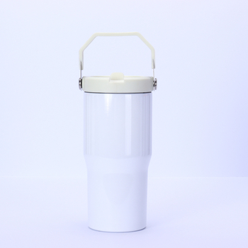 Pahar personalizat de 20oz cu mâner și pai, izolație vacuum, din oțel inoxidabil 304, pentru mașină