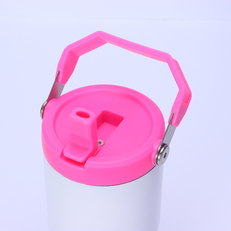 Pahar personalizat de 20oz cu mâner și pai, izolație vacuum, din oțel inoxidabil 304, pentru mașină
