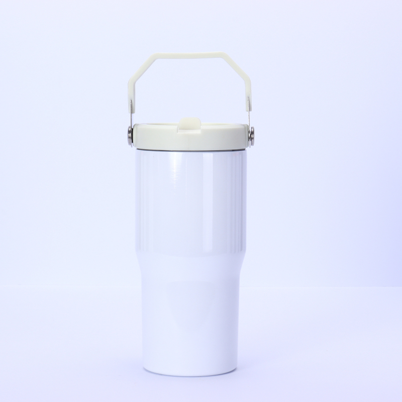 Pahar personalizat de 20oz cu mâner și pai, izolație vacuum, din oțel inoxidabil 304, pentru mașină