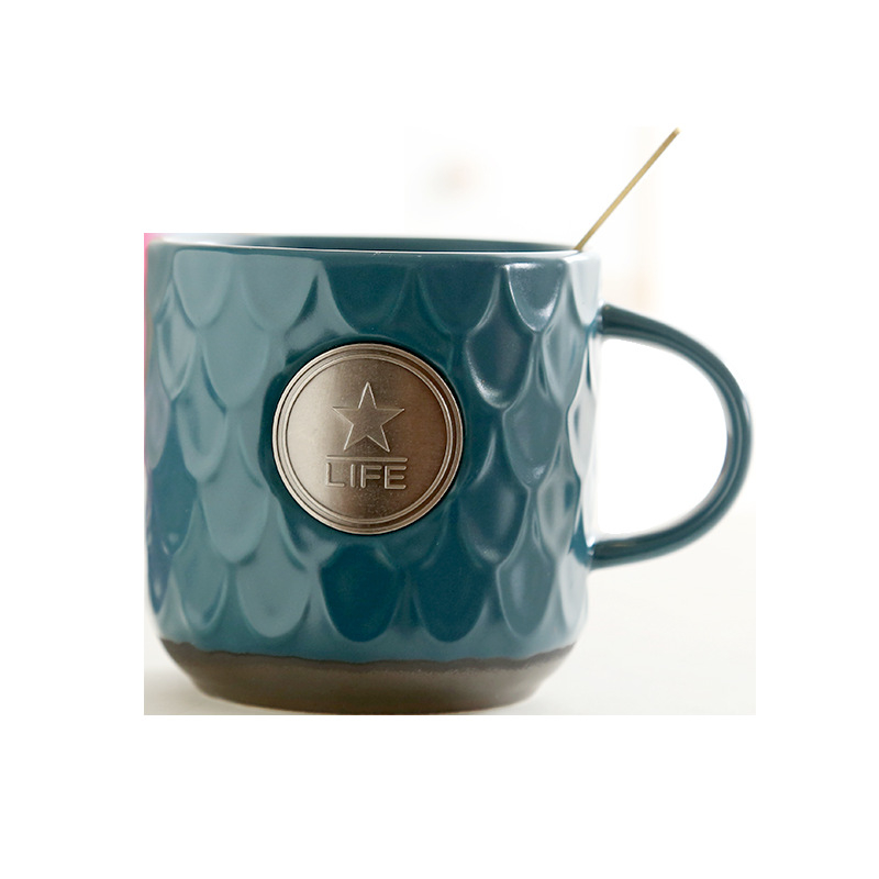 Star Bar sirenă medalion bronz cană ceramică pentru cuplu cu logo personalizat