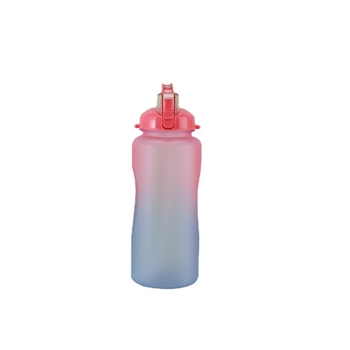 Bidon de apă sport din plastic, finisaj gradient mat, cu pai ABS