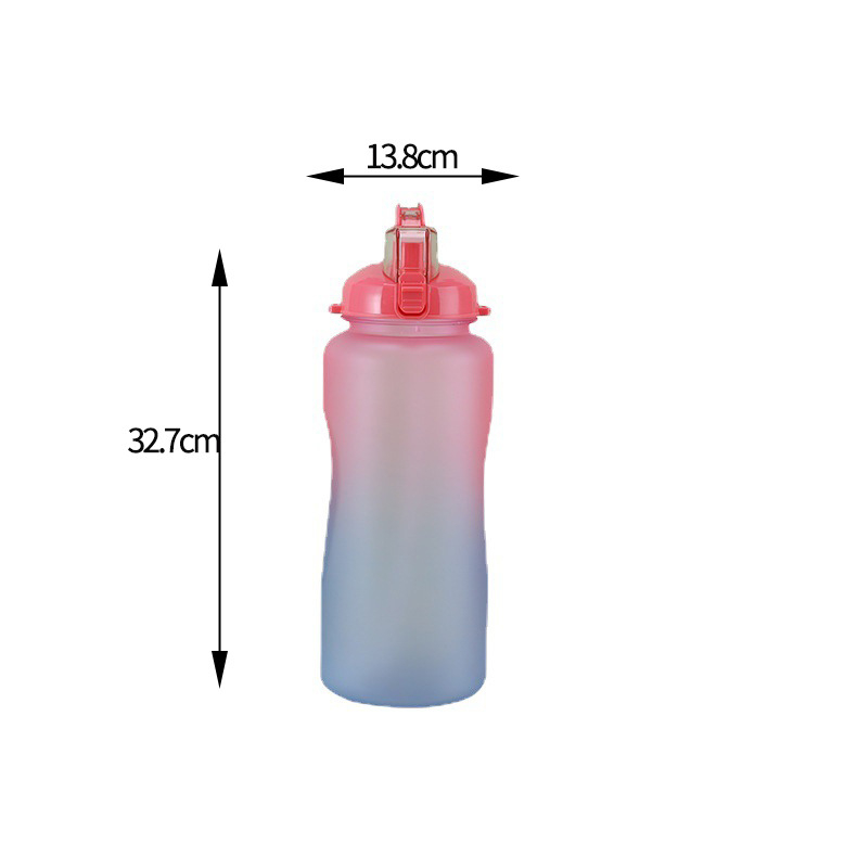 Bidon de apă sport din plastic, finisaj gradient mat, cu pai ABS