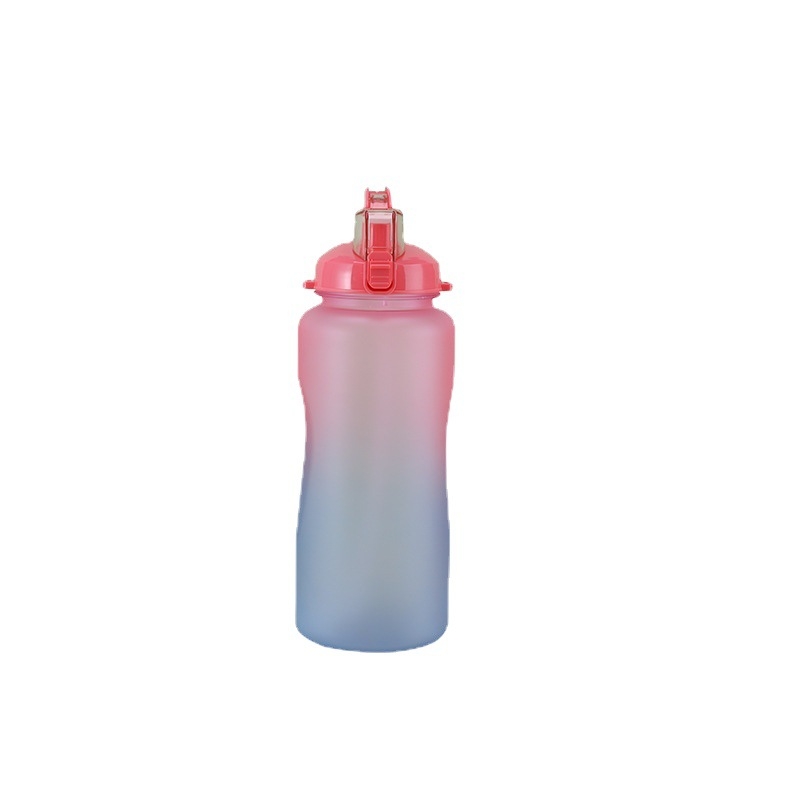 Bidon de apă sport din plastic, finisaj gradient mat, cu pai ABS