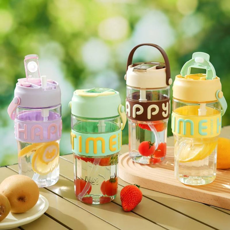 Cană Tritan cu pai, recipient din plastic rezistent la temperaturi înalte, portabil pentru cafea și băuturi, protecție împotriva arsurilor