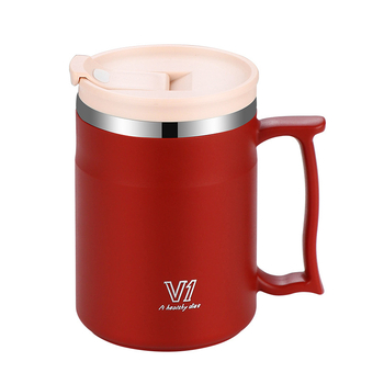 Cană cu capac și lingură, design minimalist, izolație termică, portabilă, menține temperatura, cadou creativ