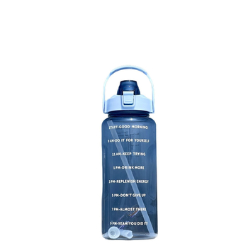 Спортна бутилка за вода 2000 ml с измервателна скала и сламка, пластмасова, устойчива на високи температури, за мъже и жени
