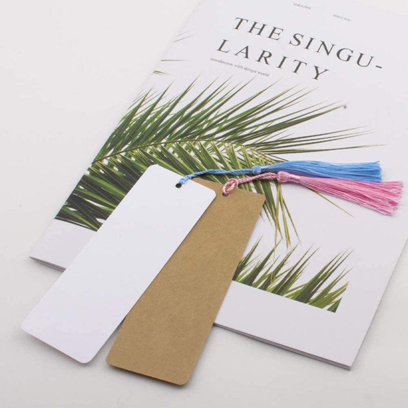 120 bucăți semne de carte creative, carduri albe pictate manual, din hârtie kraft, pentru DIY, cu ciucuri și etichetă