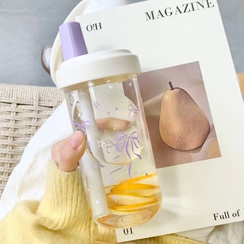 Cană cu funda în formă de fluture – vară pentru fete, ceai cu lapte, pahar din sticlă cu pai