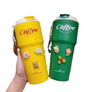 Cană termică portabilă din oțel inoxidabil 304, izolație în vid 6–12 ore, interior 304 / exterior 201, cu șnur de ridicare și logo personalizat