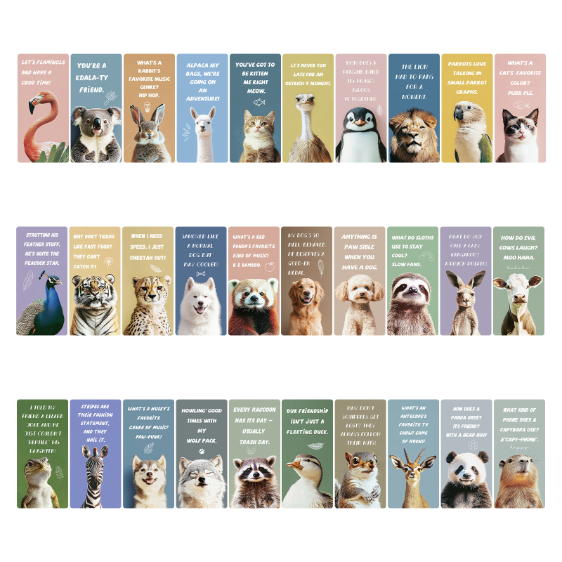 Qi Yu 30 semne de carte cu animale, originale, simple, DIY creativ pentru lectură