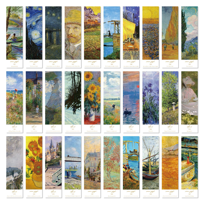 Set de 30 marcaje de carte din hârtie cu ilustrații culturale și artistice, modele retro și note scrise de mână pentru lectură, cadou creativ pentru elevi