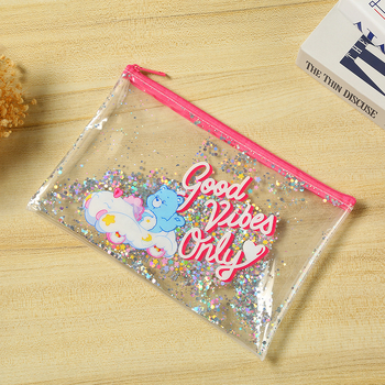 Geantă PVC cu fermoar, design personalizat cu personaje desen animate, sac de depozitare transparent din plastic, gentuță EVA portabilă cu fermoar pentru elevi, organizator pentru rechizite